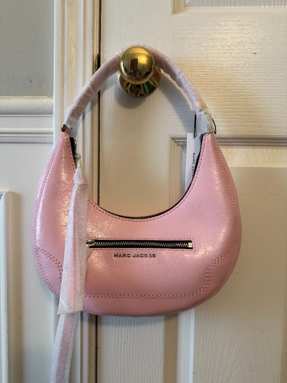 Marc Jacobs Small Crinkle Cruiser Crescent Bag Bubblegum Pink New